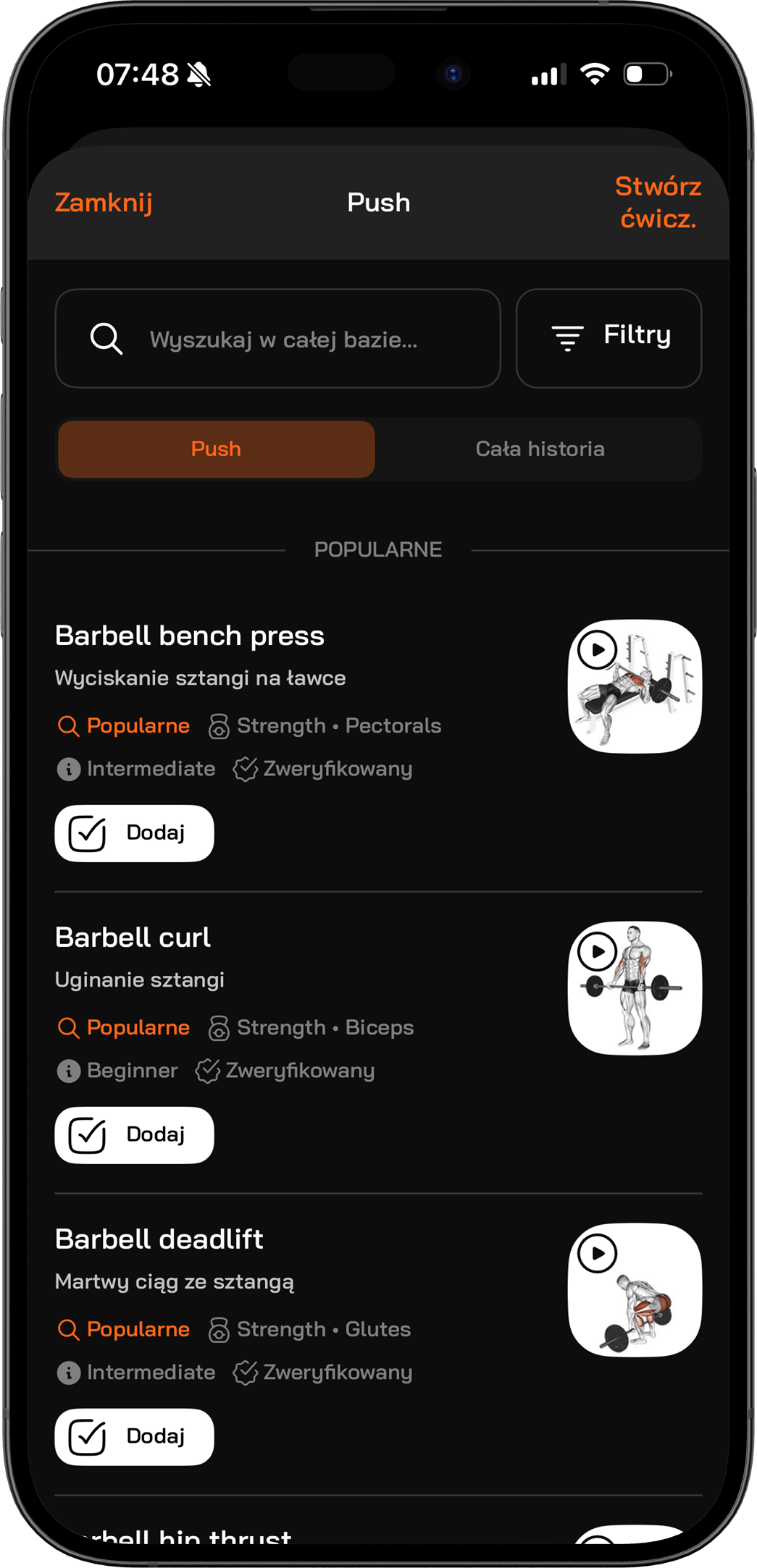 Baza ćwiczeń z instruktażowymi wideo