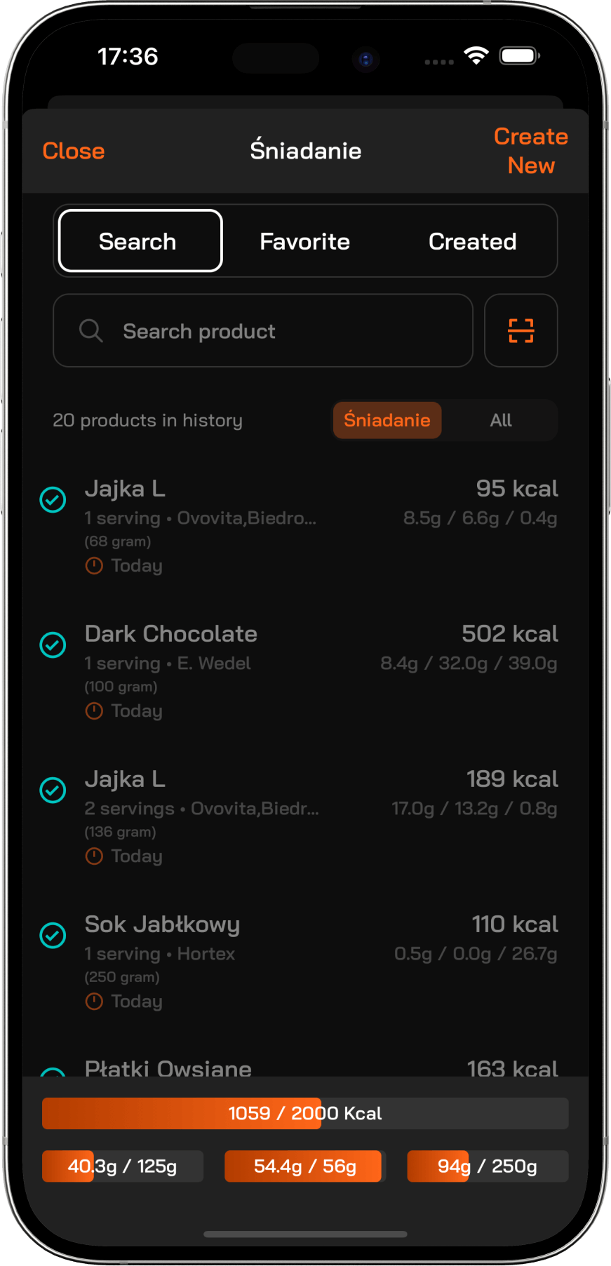 Food products screenshot