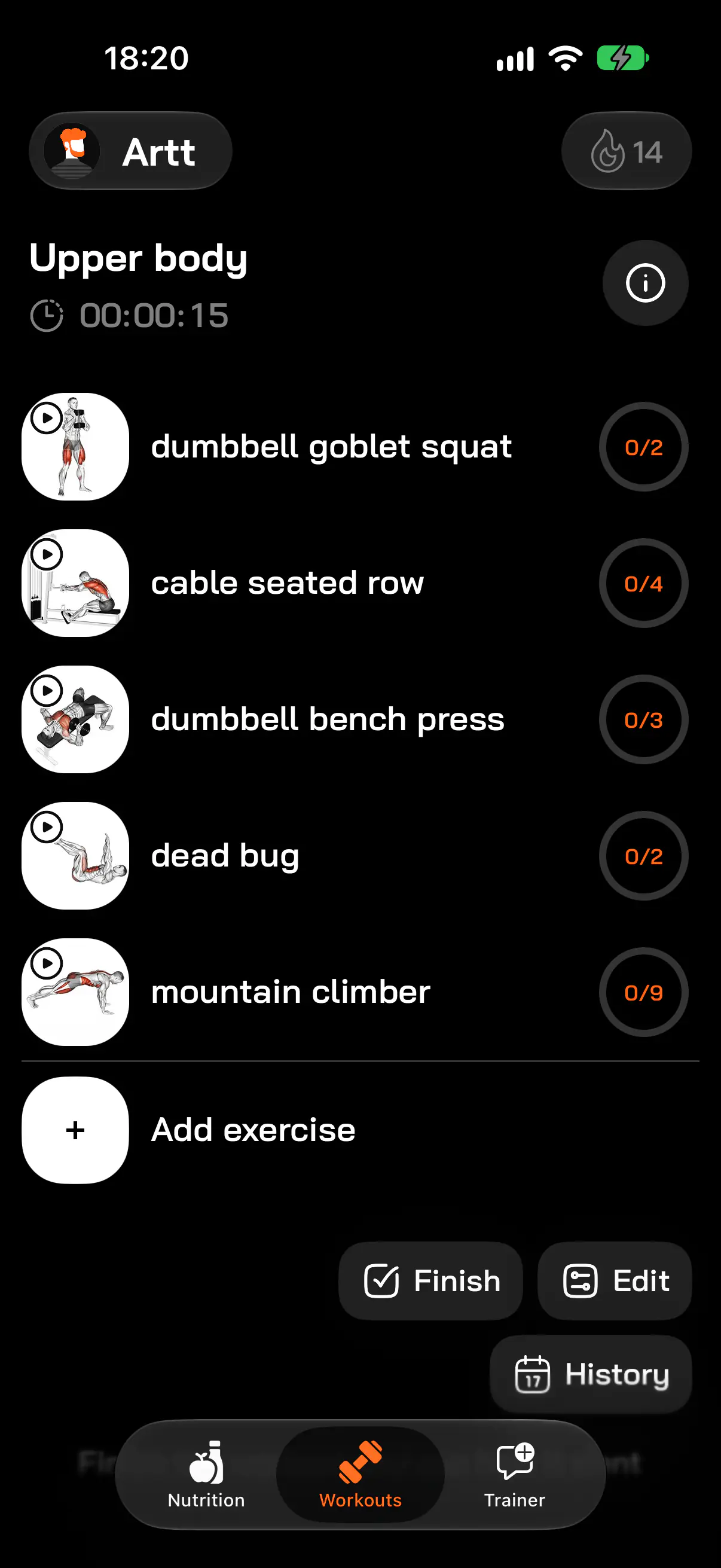 Today’s workout: upper body