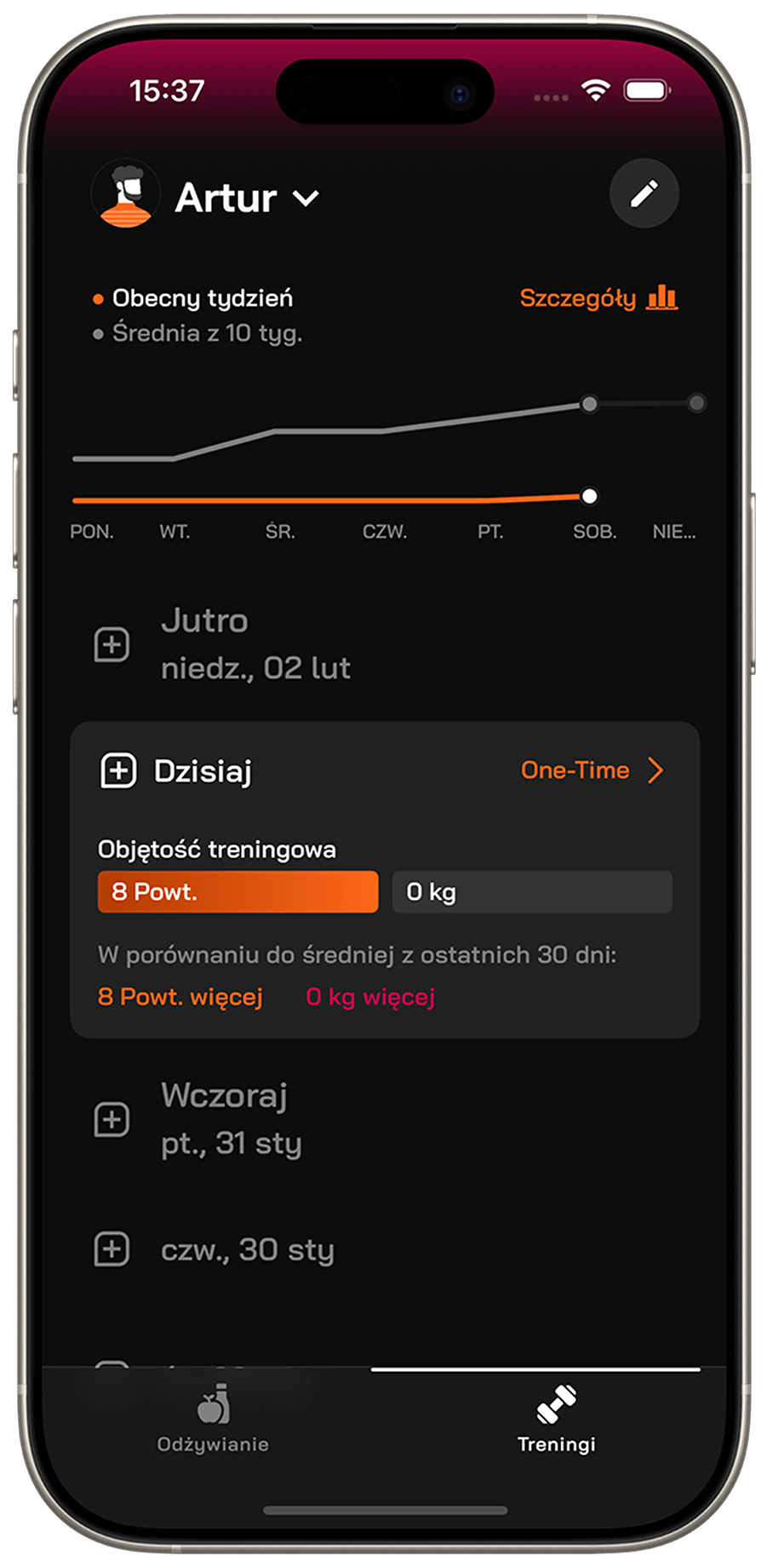 Historia treningów podopiecznego